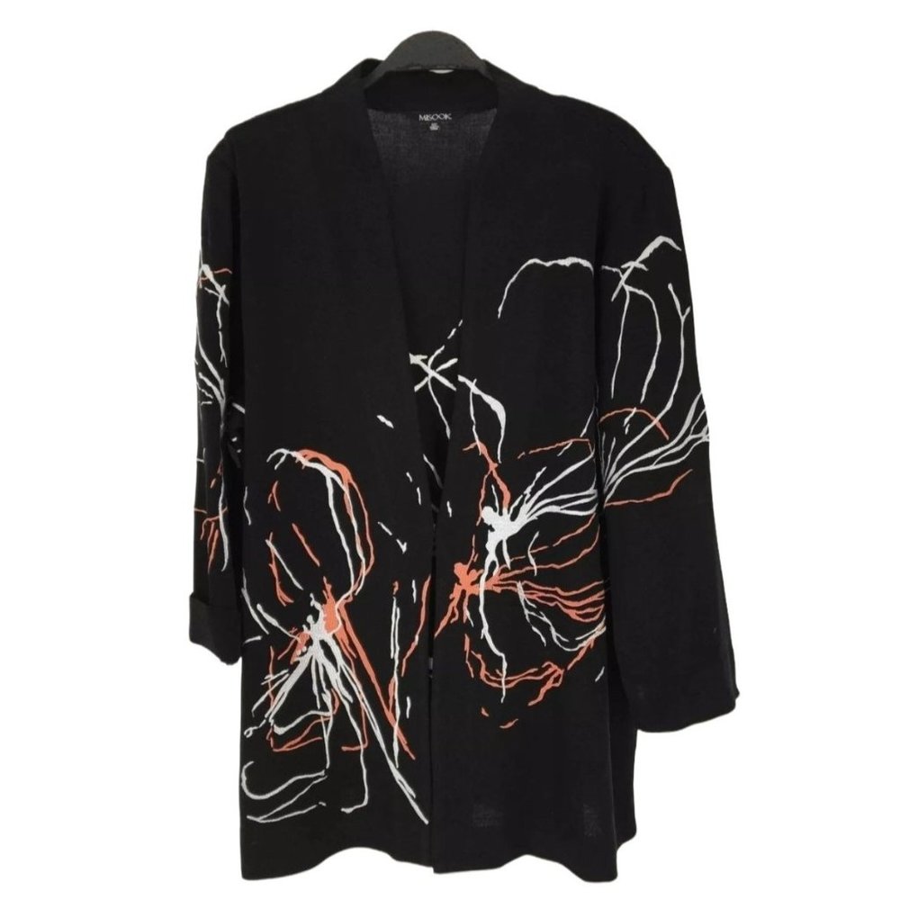 Misook Women's Embroidered Knit Sweater coat Size OX Plus